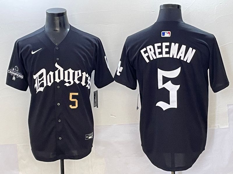 Men 2025 Los Angeles Dodgers #5 Freeman Black Seventh generation Joint Name Nike MLB Jersey style 5->los angeles dodgers->MLB Jersey